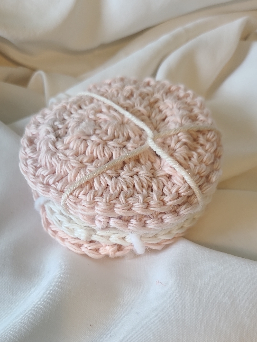 Handmade Crochet Facial Rounds - Pink And White, By Grey Dove Creations, NWOT.